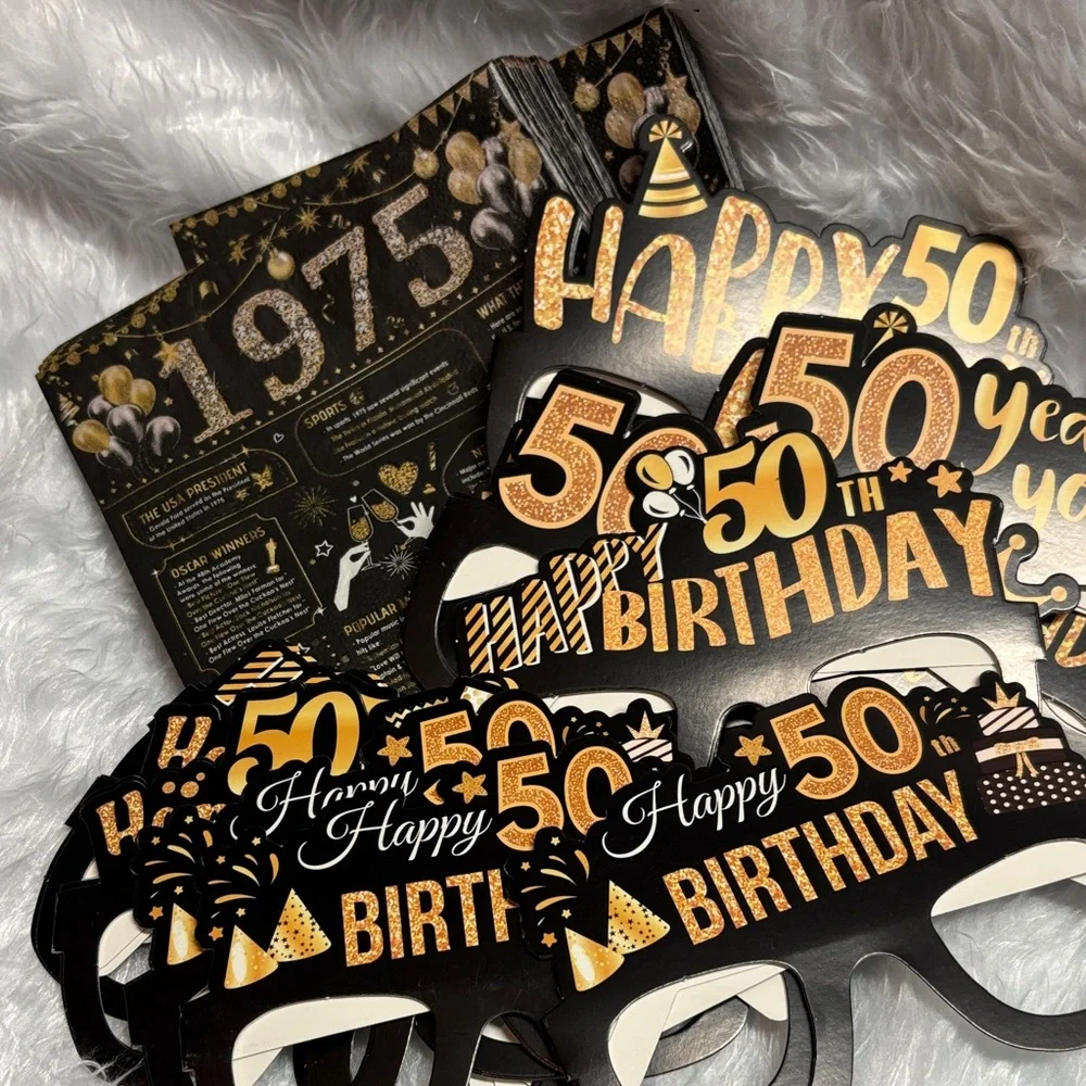 50th Birthday Party Glasses and Napkins 1975